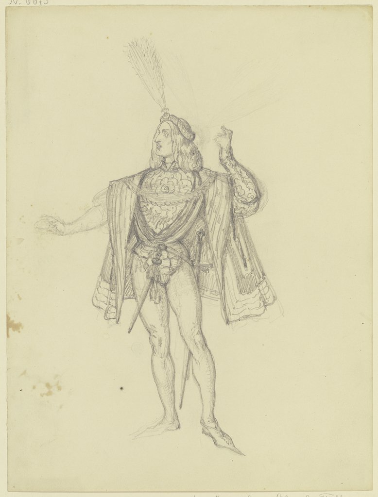 Kostümfigur mit Barett und hoher Feder, Ferdinand Fellner