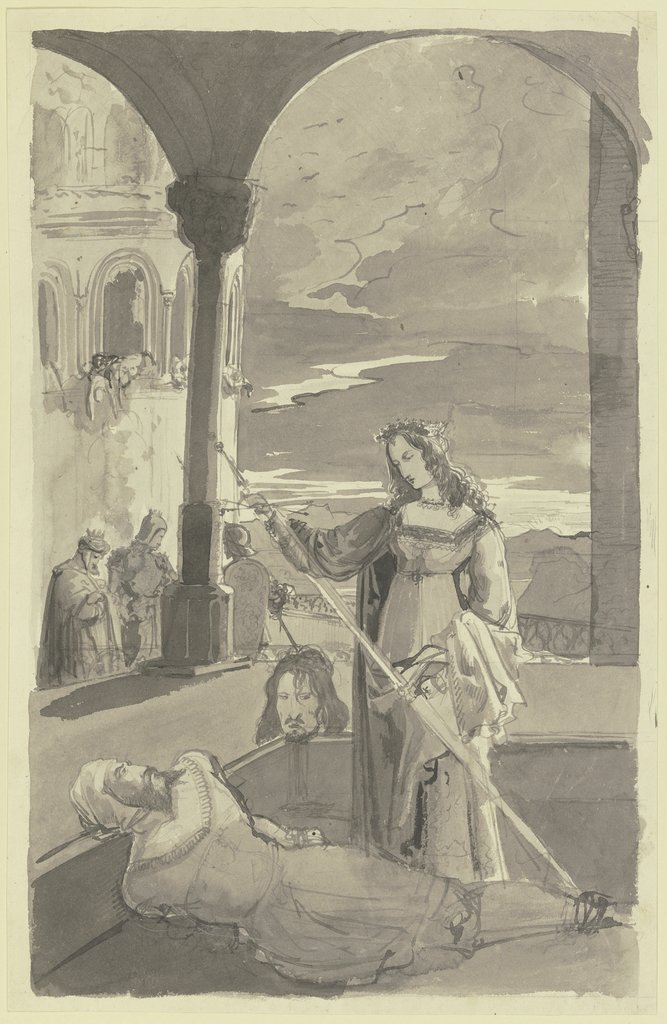 Kriemhild zieht das Schwert, um Hagen zu töten, Carl Philipp Fohr