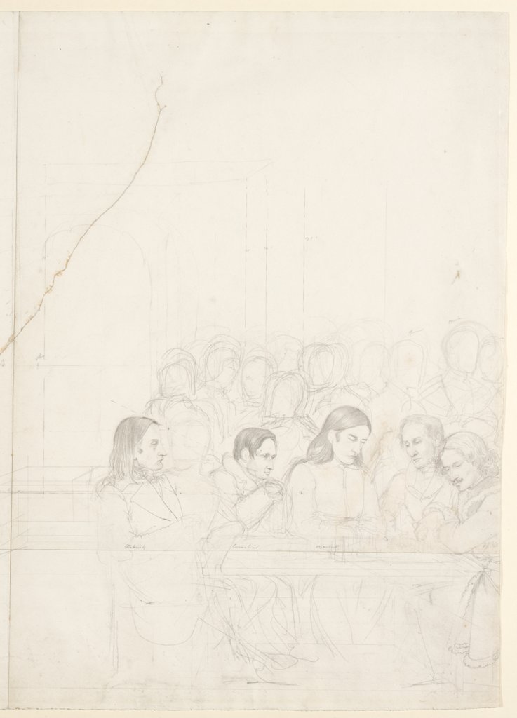 Zweiter Entwurf für das Gruppenbildnis der deutschen Künstler im Café Greco in Rom, rechte Hälfte, Carl Philipp Fohr