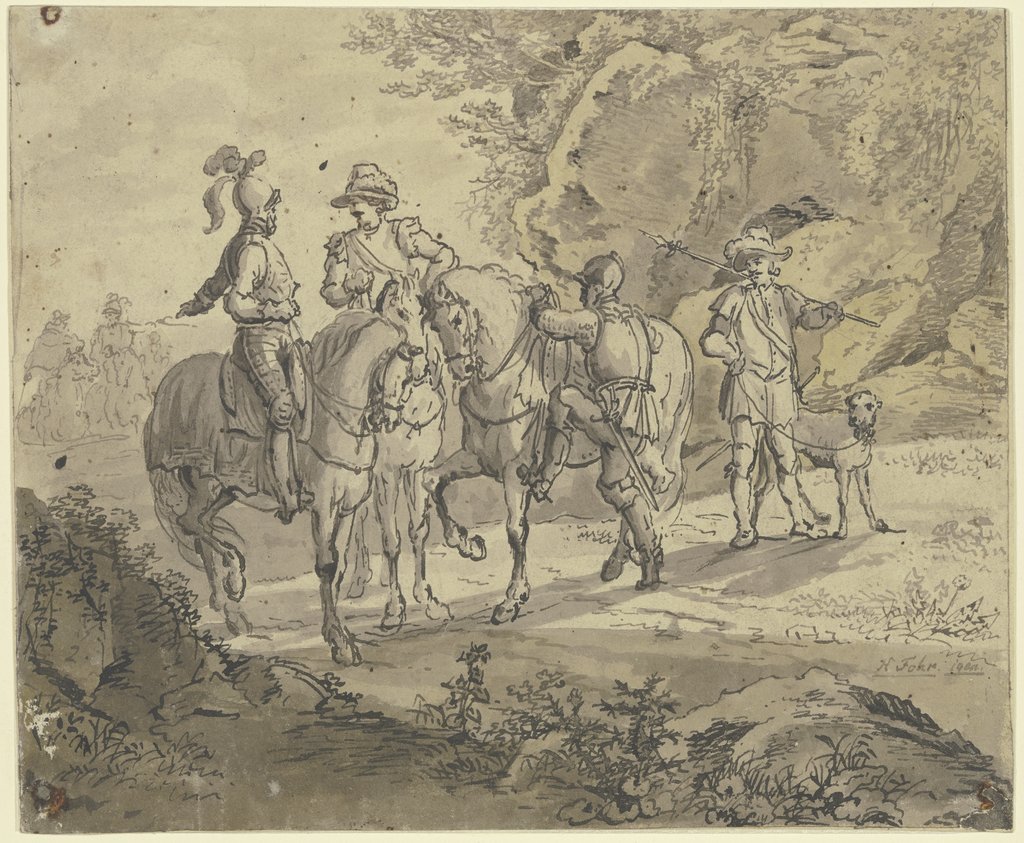 Eine Gruppe von zum Teil gerüsteten Reitern, Carl Philipp Fohr;   zugeschrieben