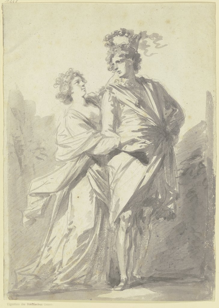 Eine junge Frau bekränzt einen stehenden Jüngling, Heinrich Friedrich Füger