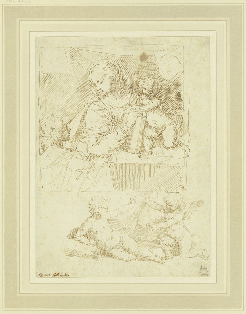 Maria mit dem Jesuskind und dem Johannesknaben, darunter lagernder Knabe mit Putto, Donato Creti