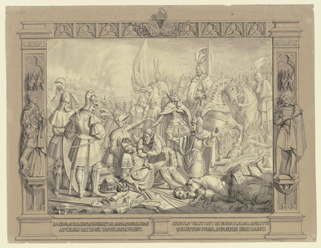 Tod des Kaisers Adolf von Nassau in der Schlacht bei Gellheim im Jahre 1298, Leonhard Diefenbach