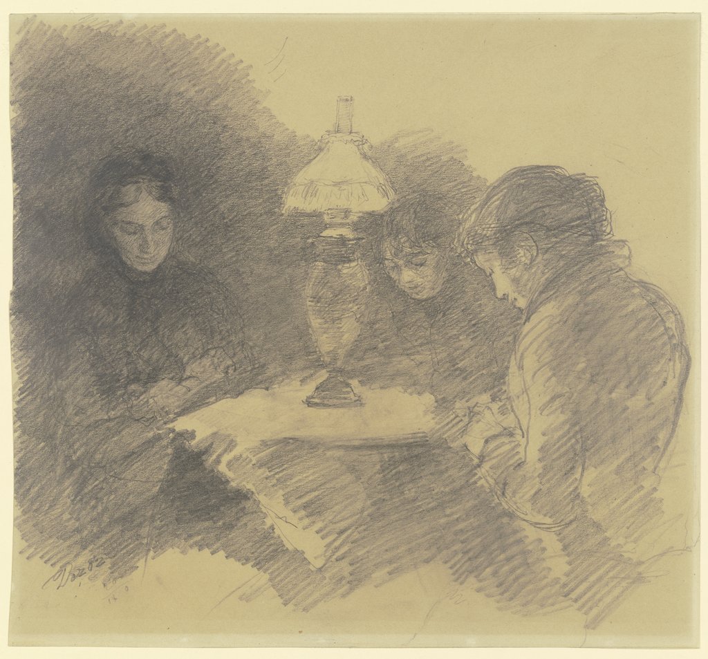 Drei Frauen unter einer Tischlampe, Louis Eysen