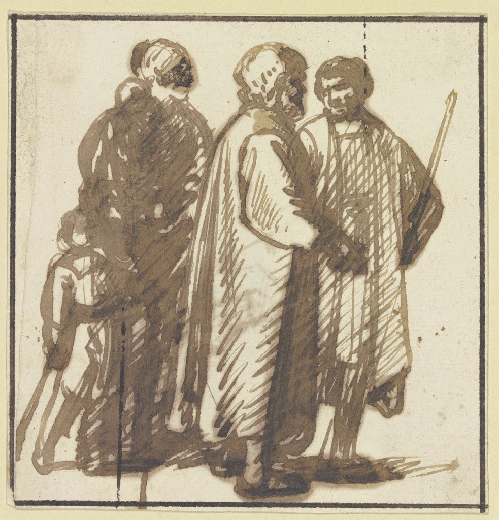 Zwei Männer und eine Frau mit Kind, Hendrik Goudt