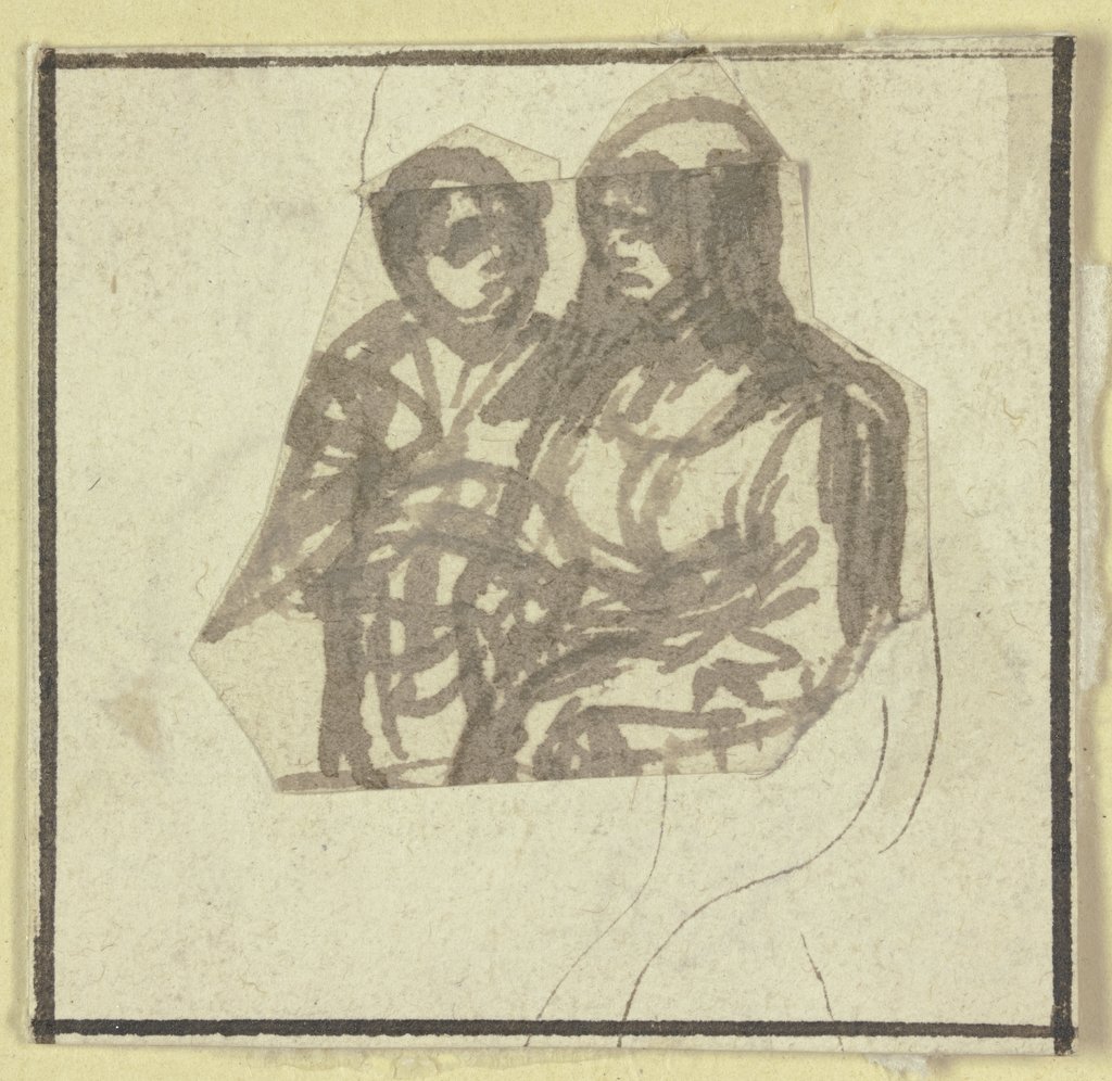 Two sitting half figures, Hendrik Goudt