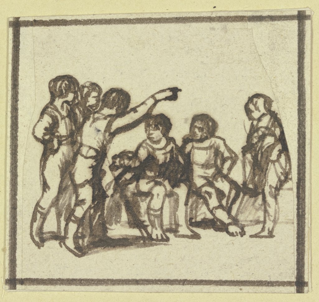 Sechs Männer in einer Unterhaltung, Hendrik Goudt