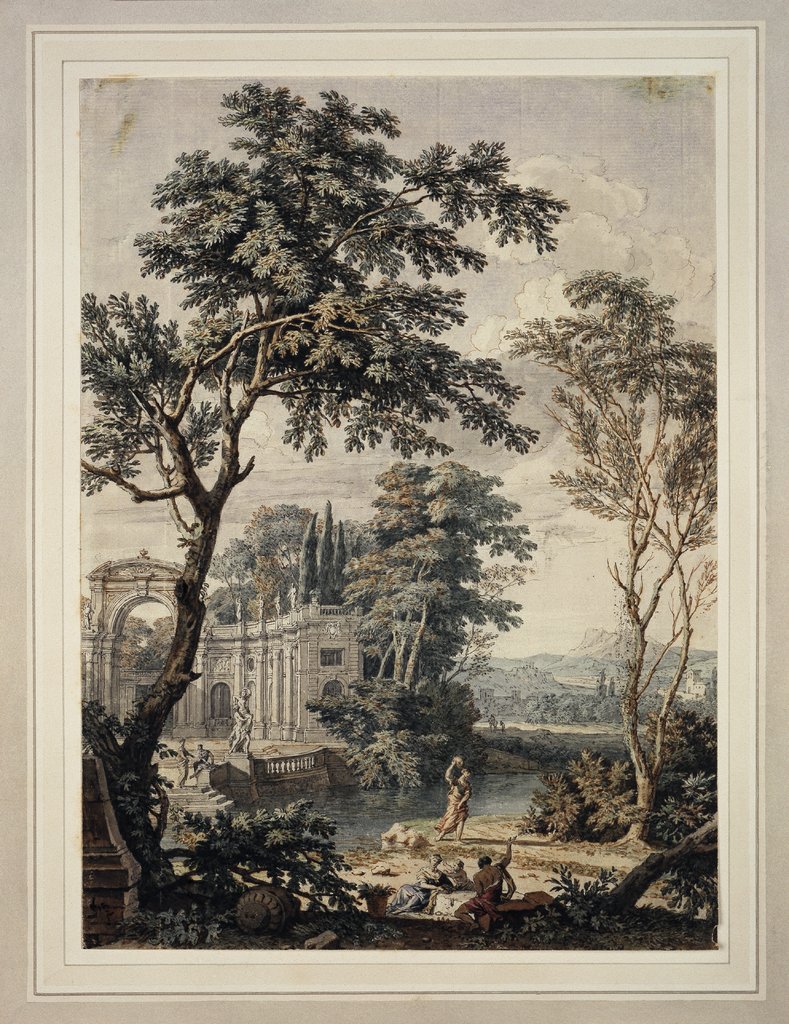 Arcadian Landscape with Palace Architecture, Isaac de Moucheron