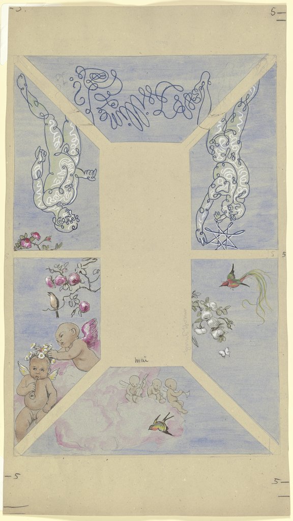 Mai. Entwurf zur Decke im Café Bauer, bestehend aus sechs Teilen, Hans Thoma
