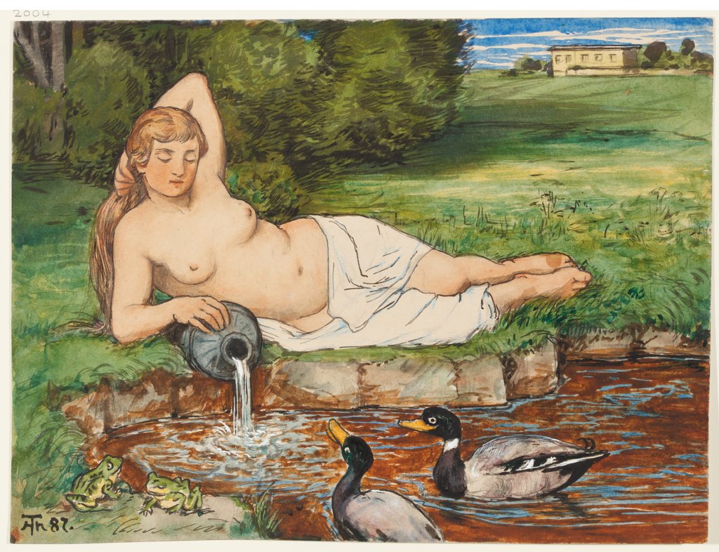 Nymph by a Brook, Hans Thoma