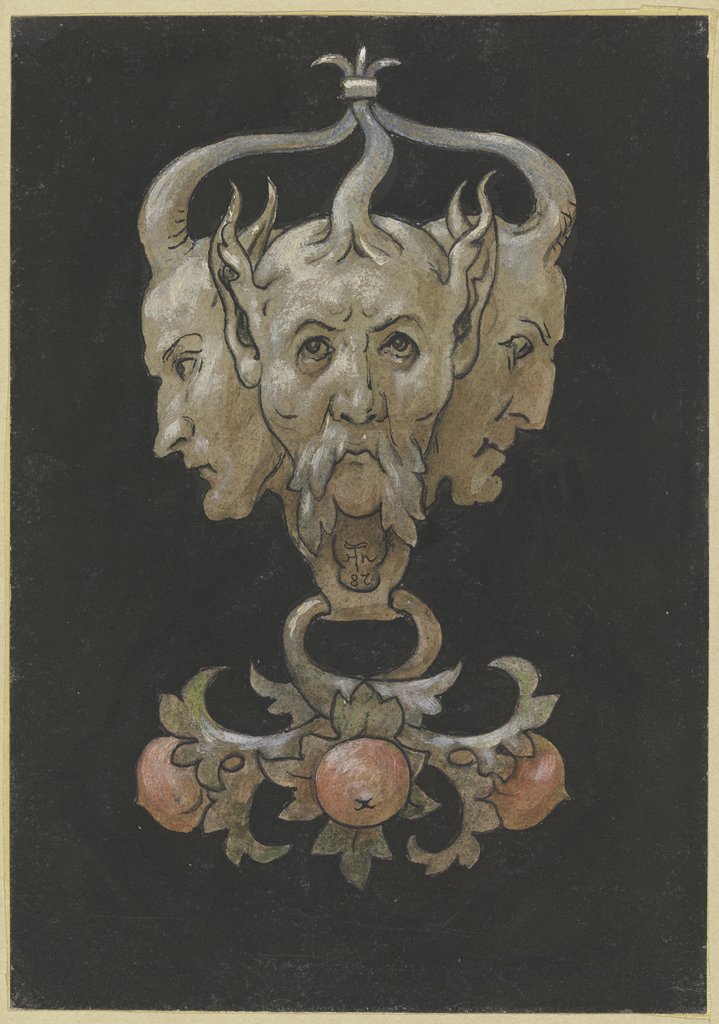 Three sayrtyr masks, Hans Thoma