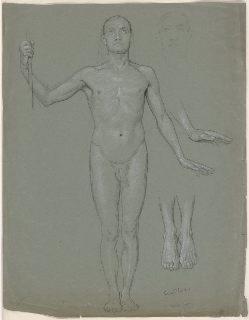 Standing male nude, Hans Thoma