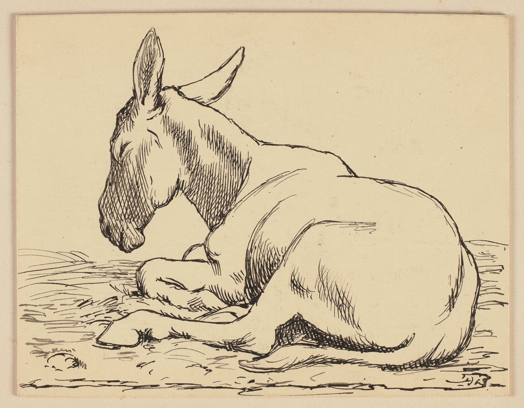 Drawing for the primer: Donkey, Hans Thoma