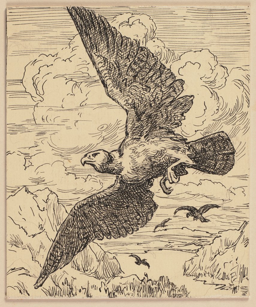 Drawing for the primer: Bird, Hans Thoma