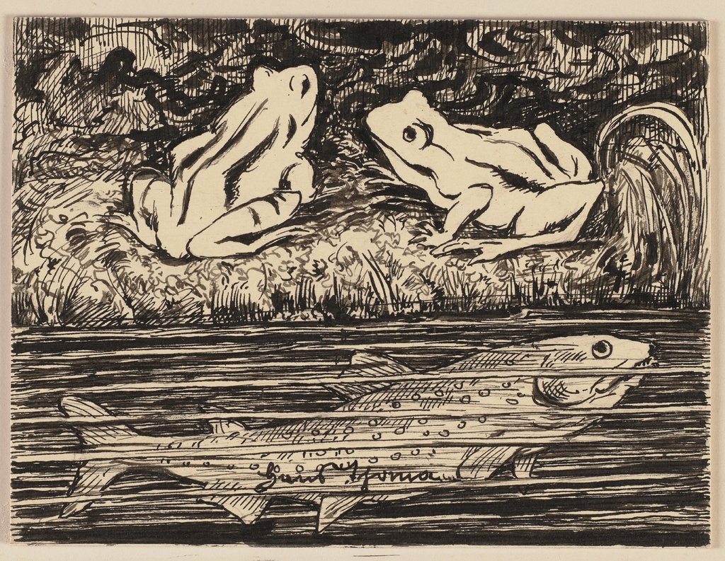 Zeichnung zur Fibel: Frosch, Hans Thoma