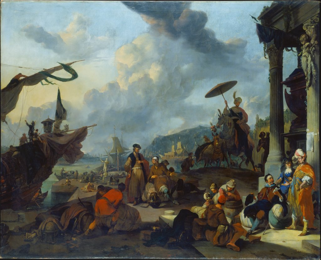Mediterranean Harbour Scene, Johannes Lingelbach