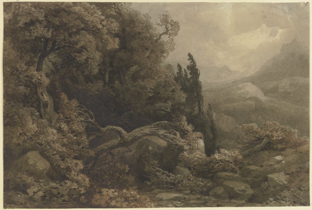 Hochgebirgslandschaft im Sturm, August Weber