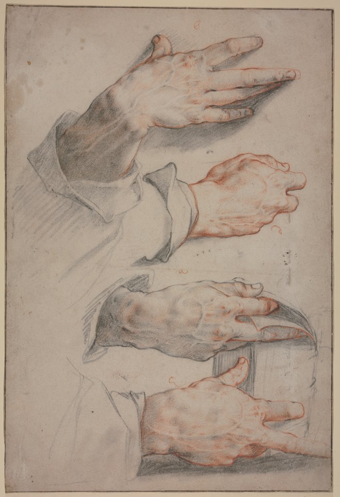 Four studies of a right hand, Hendrick Goltzius