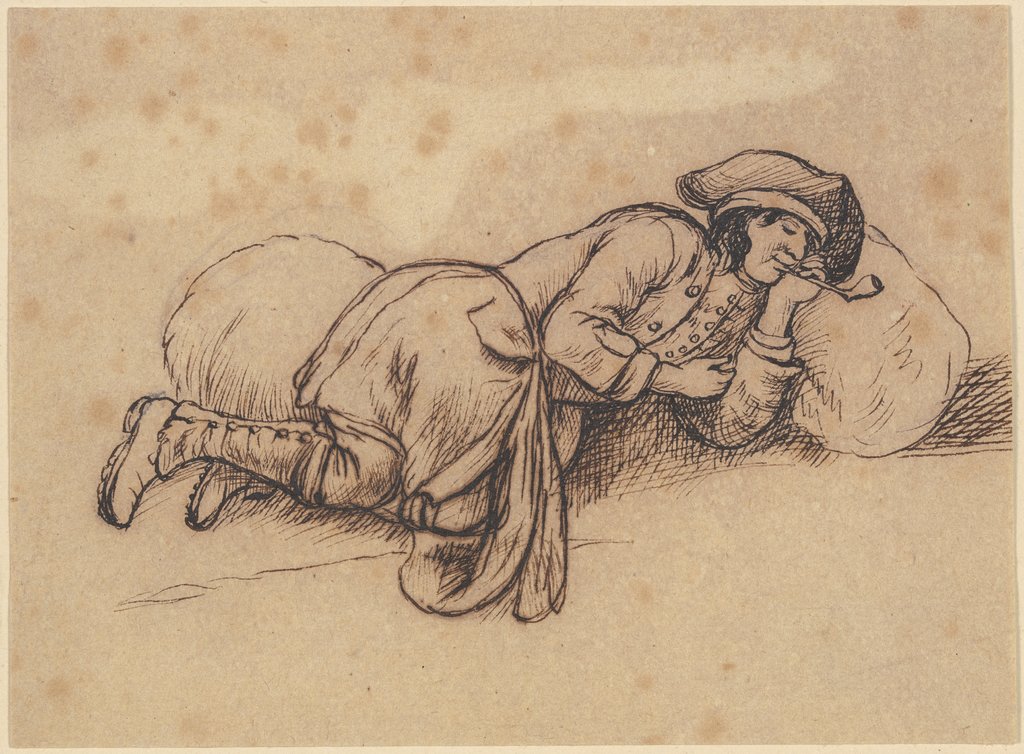 Auf einem Sack schlafender Bauer, Friedrich Wilhelm Hirt