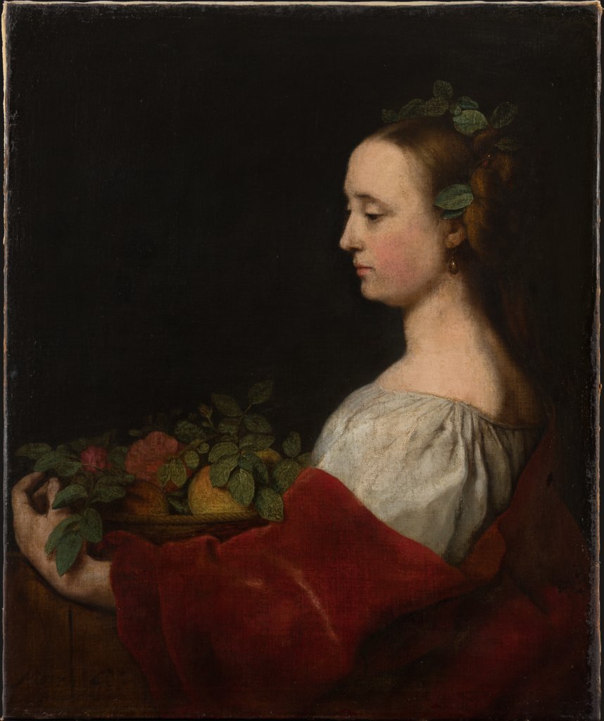 Woman Holding a Basket of Fruits, Johann Ulrich Mayr
