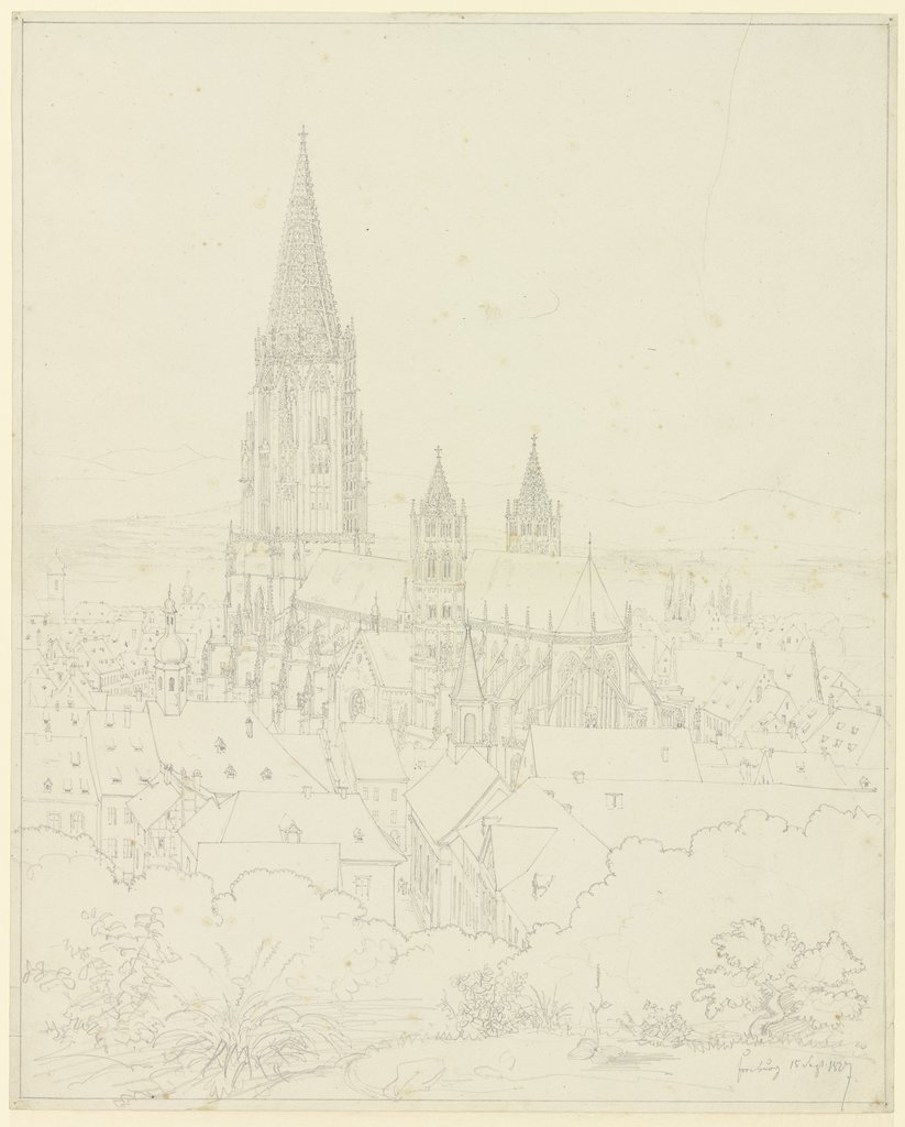 Das Münster in Freiburg im Breisgau, vom Schloßberg gesehen, Friedrich Maximilian Hessemer