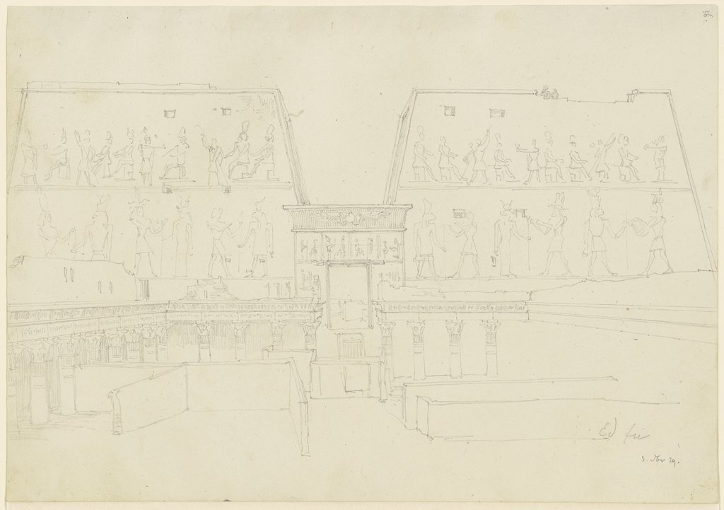 Das Innere des Horustempel in Edfu, Friedrich Maximilian Hessemer