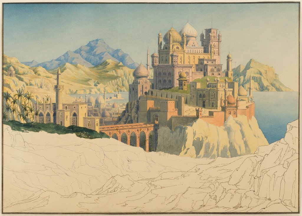 Vision of an Islamic City (étude de ville orientale imaginaire ? French), Friedrich Maximilian Hessemer
