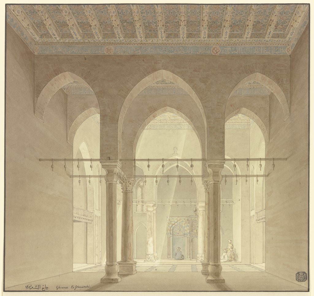 Innenansicht einer Moschee in Kairo, Friedrich Maximilian Hessemer