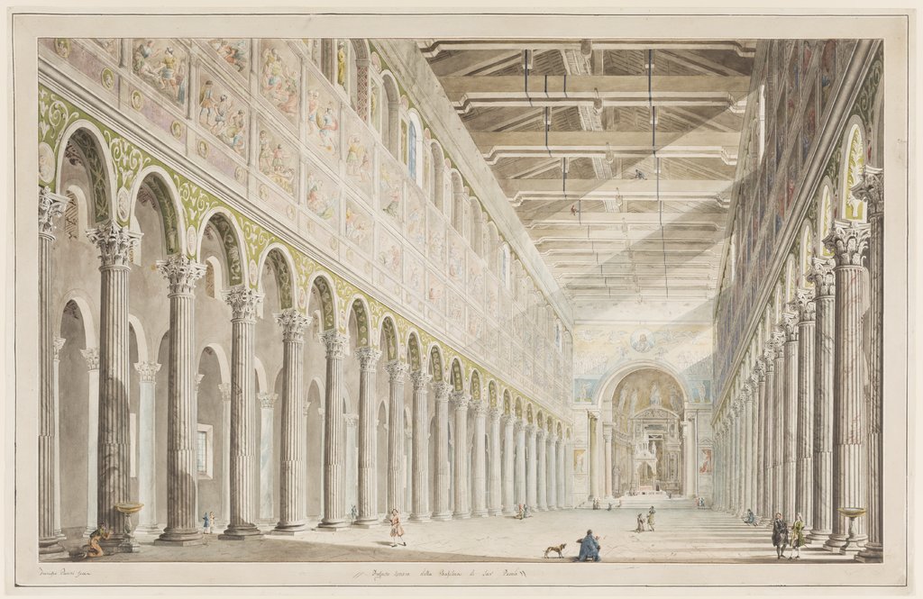 Das Innere der Basilika S. Paolo fuori le Mura in Rom, Francesco Pannini