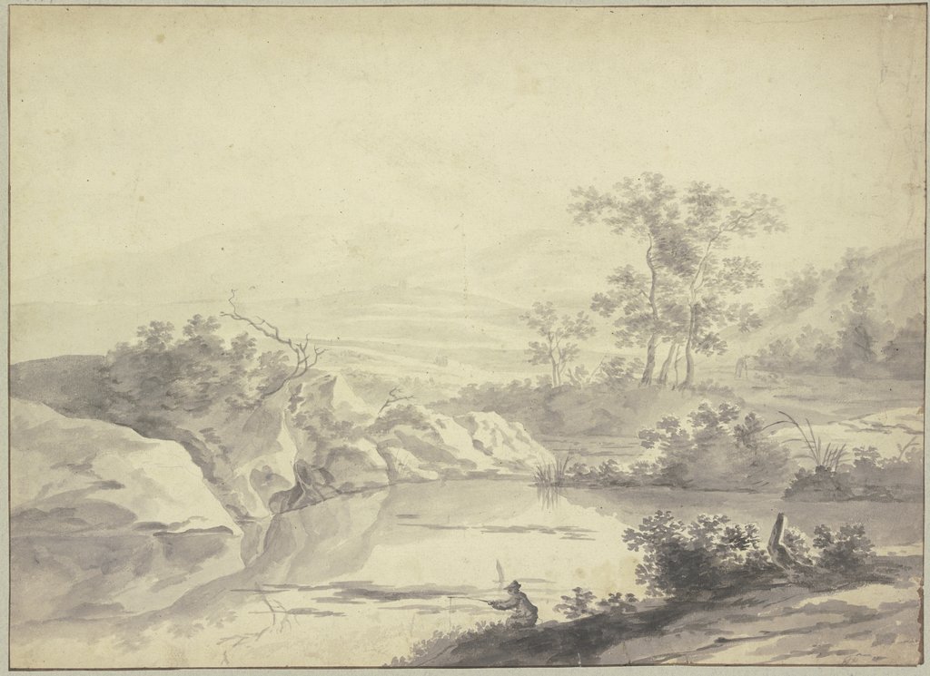 Landscape with angler, Adam Pynacker;   ?