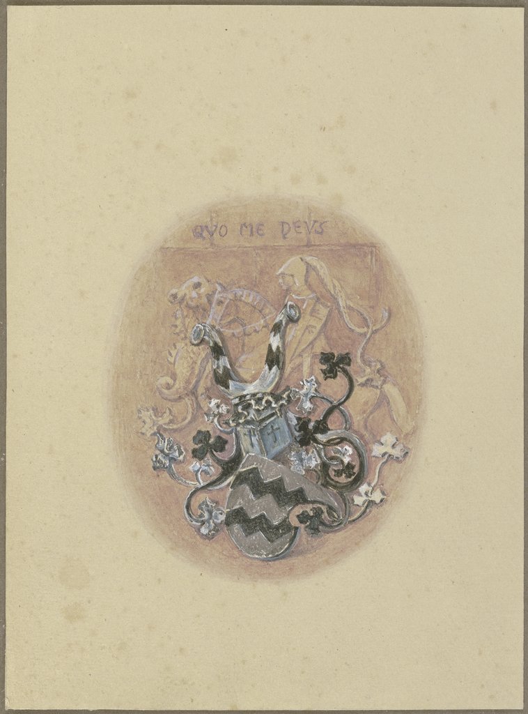 Wappen mit Wahlspruch QVO ME DEVS, Deutsch, 19. Jahrhundert