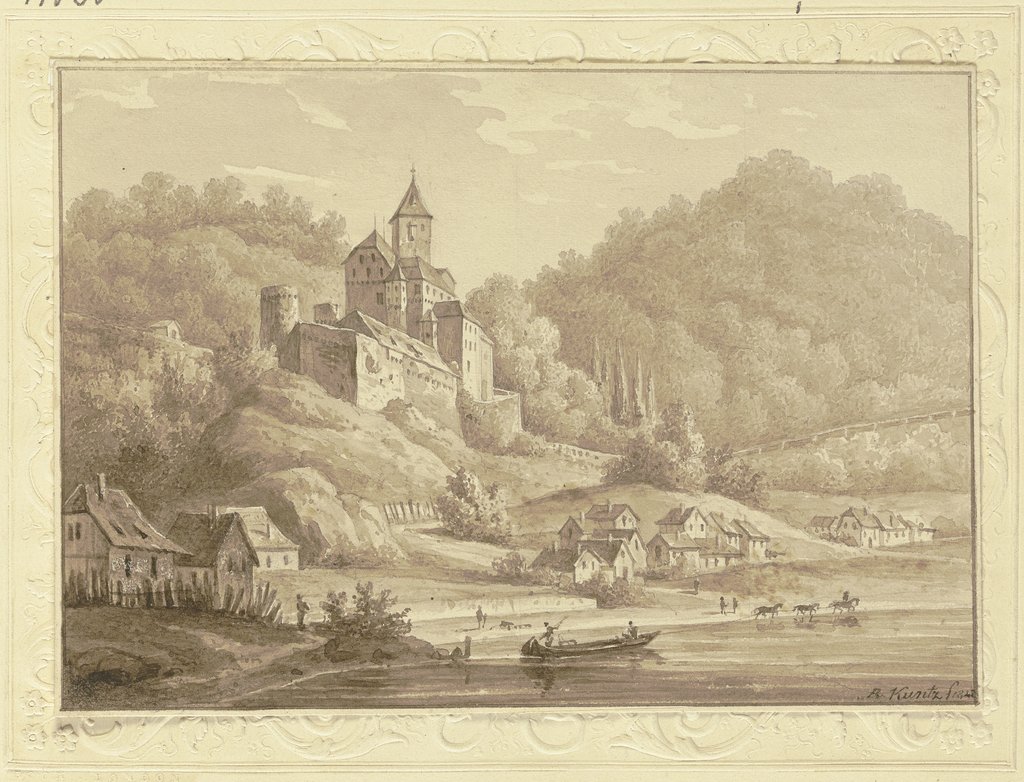 Burg auf einem Hügel an einem Fluss, Rudolf Kuntz
