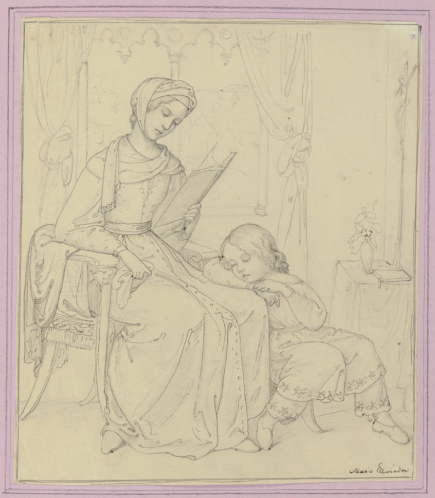 Mutter, ihrem Kind vorlesend, Marie Ellenrieder