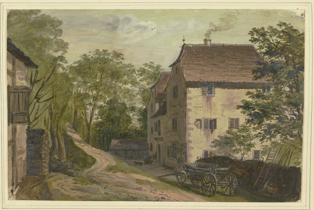 Manor house, a carriage in front, Friedrich Moosbrugger