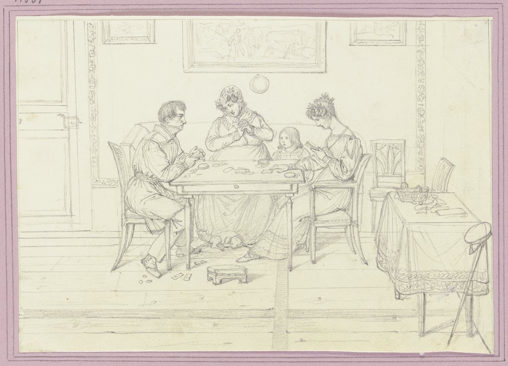 Familie beim Kartenspiel, Friedrich Moosbrugger