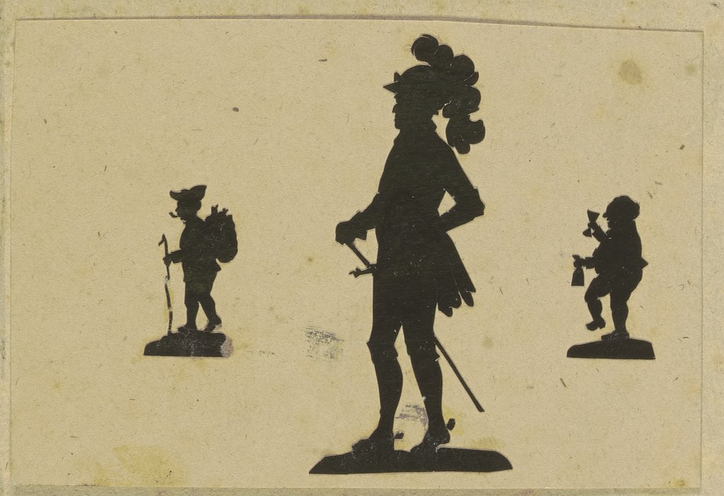 Ein Wanderer, ein Ritter und ein Trinker mit einem Geldsack, German, 19th century
