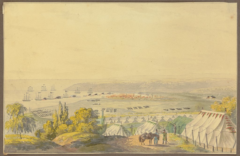 Encampment at the seafront, German, 19th century