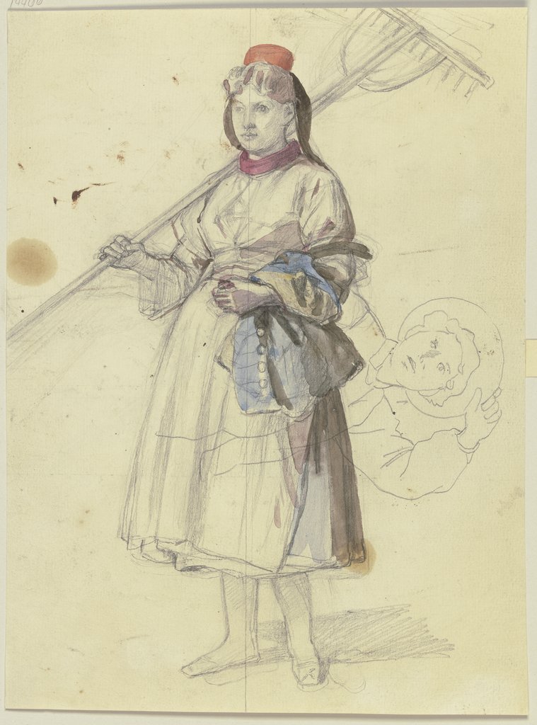 Peasant girl with rake, Jakob Becker