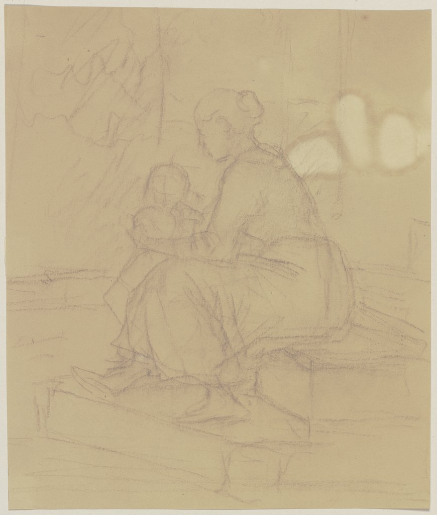 Mutter und Kind auf einer Treppe, Jakob Becker