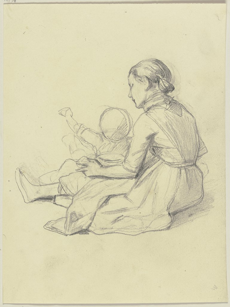 Young girl with child, Jakob Becker