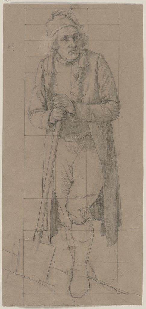 Old farmer with shovel, Jakob Becker