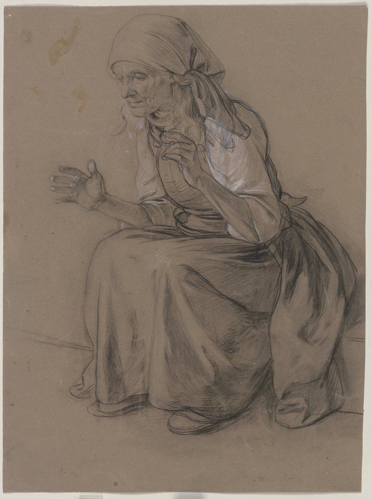 Old peasant woman sitting, Jakob Becker