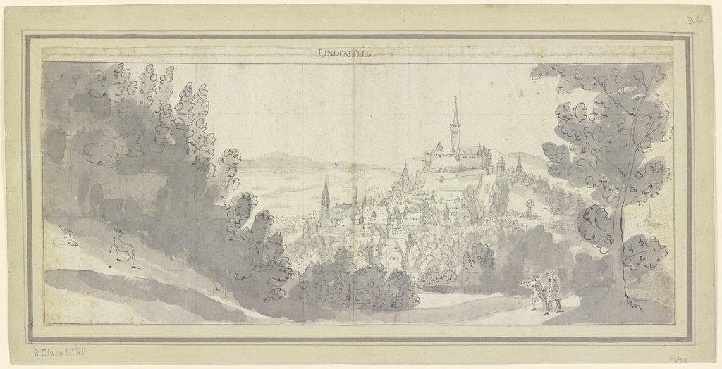 Blick auf Stadt und Burg Lindenfels im Odenwald, Matthäus Merian the Elder