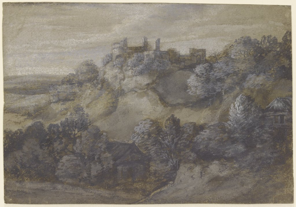 Rocky landscape with ruins, Hendrik Goudt, Pieter de With