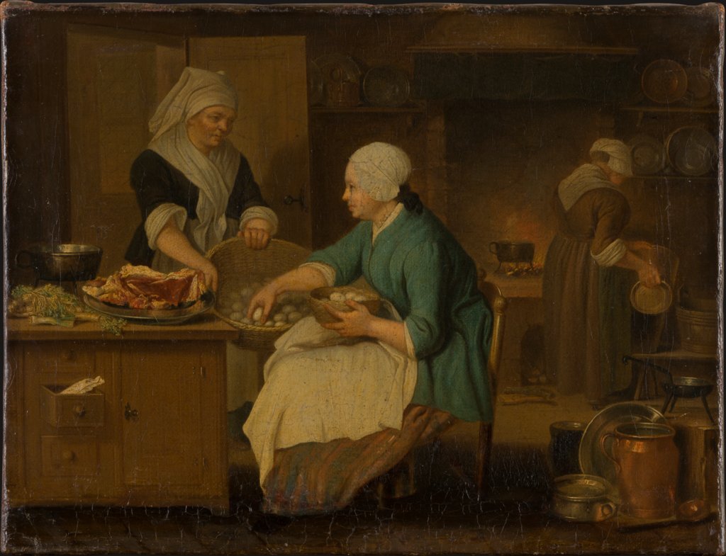 Kücheninterieur mit drei Frauen, Justus Juncker