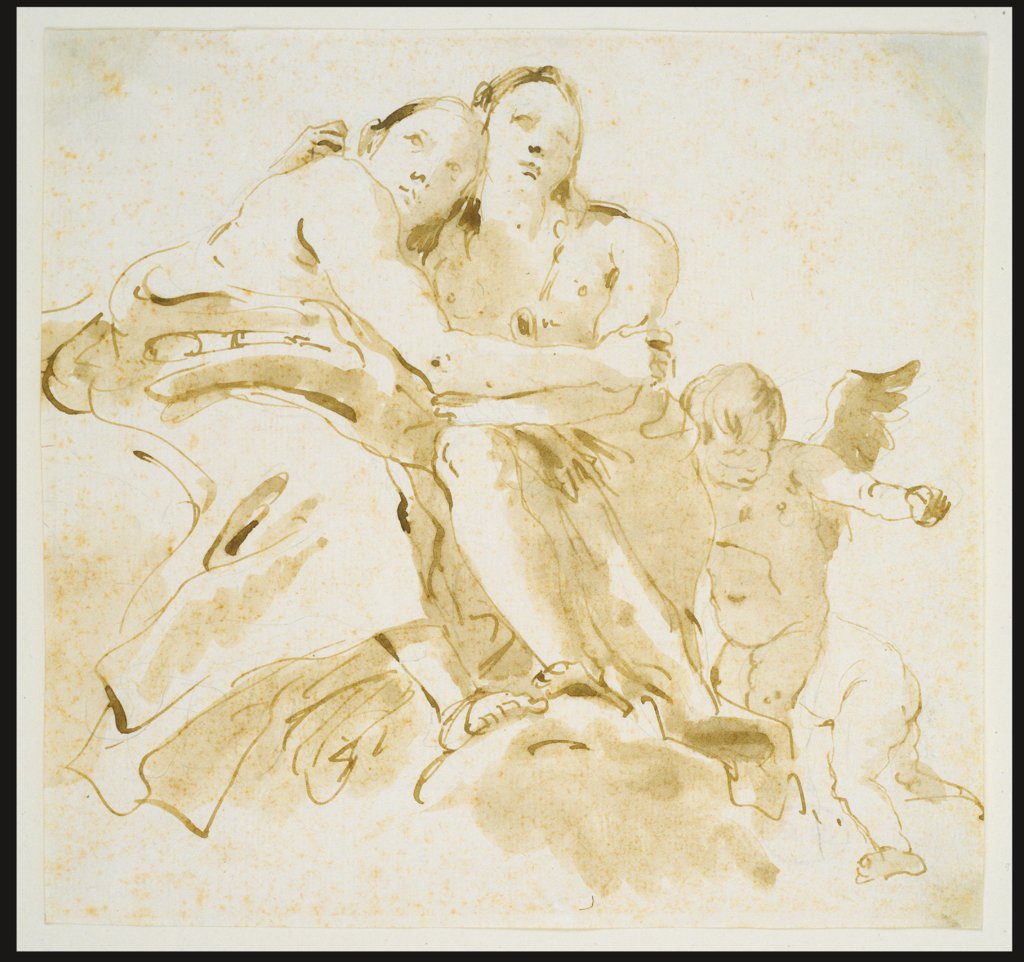 Two Female Figures and Two Putti on Clouds, Giovanni Battista Tiepolo