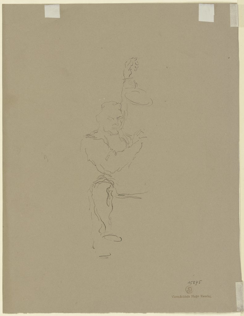 Skizze eines betrunkenen am Boden liegenden Mannes, Wilhelm Busch