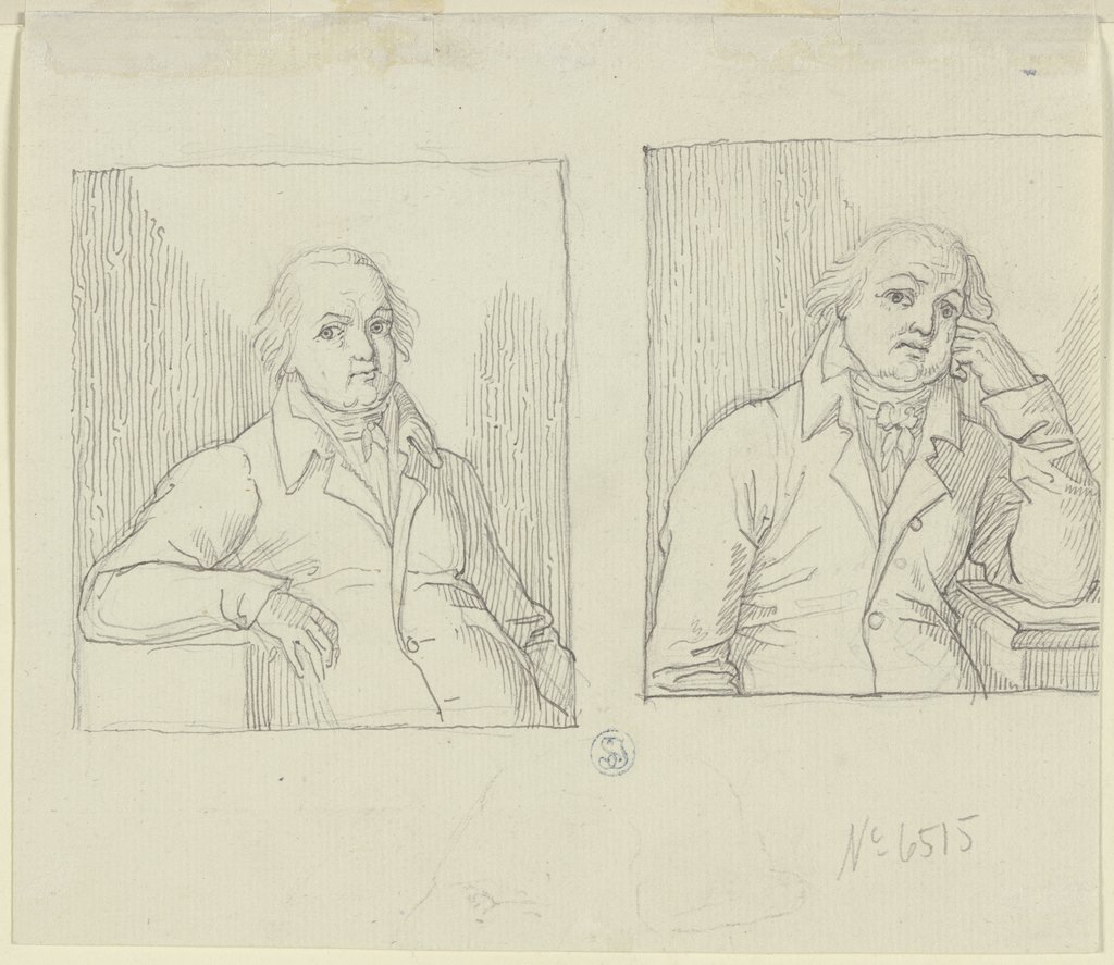 Zwei Brustbildnisse desselben sitzenden Mannes in unterschiedlicher Haltung, Peter von Cornelius