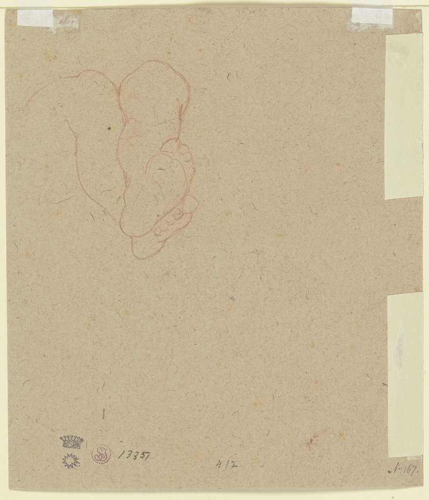 Übereinandergelegte Beine eines Kleinkindes, in Untersicht, Friedrich Overbeck
