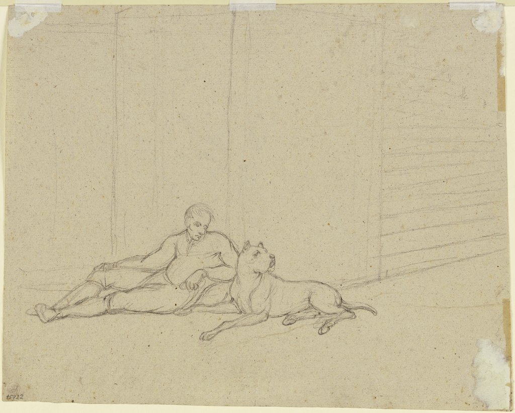 Reclining man with mastiff, Franz Pforr